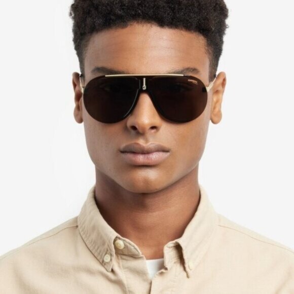 Carrera SUPERCHAMPION 2M2 2K Sunglasses Gold/Black Shield Frame, Grey AR Lenses - Picture 4 of 11